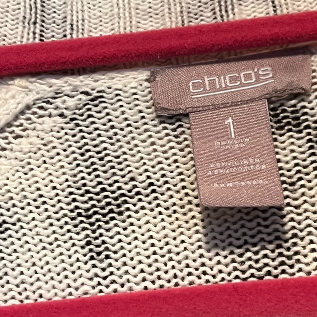 Chico's Size 1 (M) Black White Cardigan Short Roll-Tab