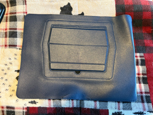 Laptop Sleeve Stand Navy Vegan Leather Folding Riser Lap Desk Fits [13/14/15] in