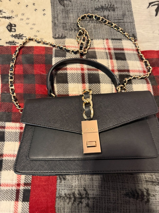 ALDO Black Saffiano Crossbody Bag Gold Chain Strap