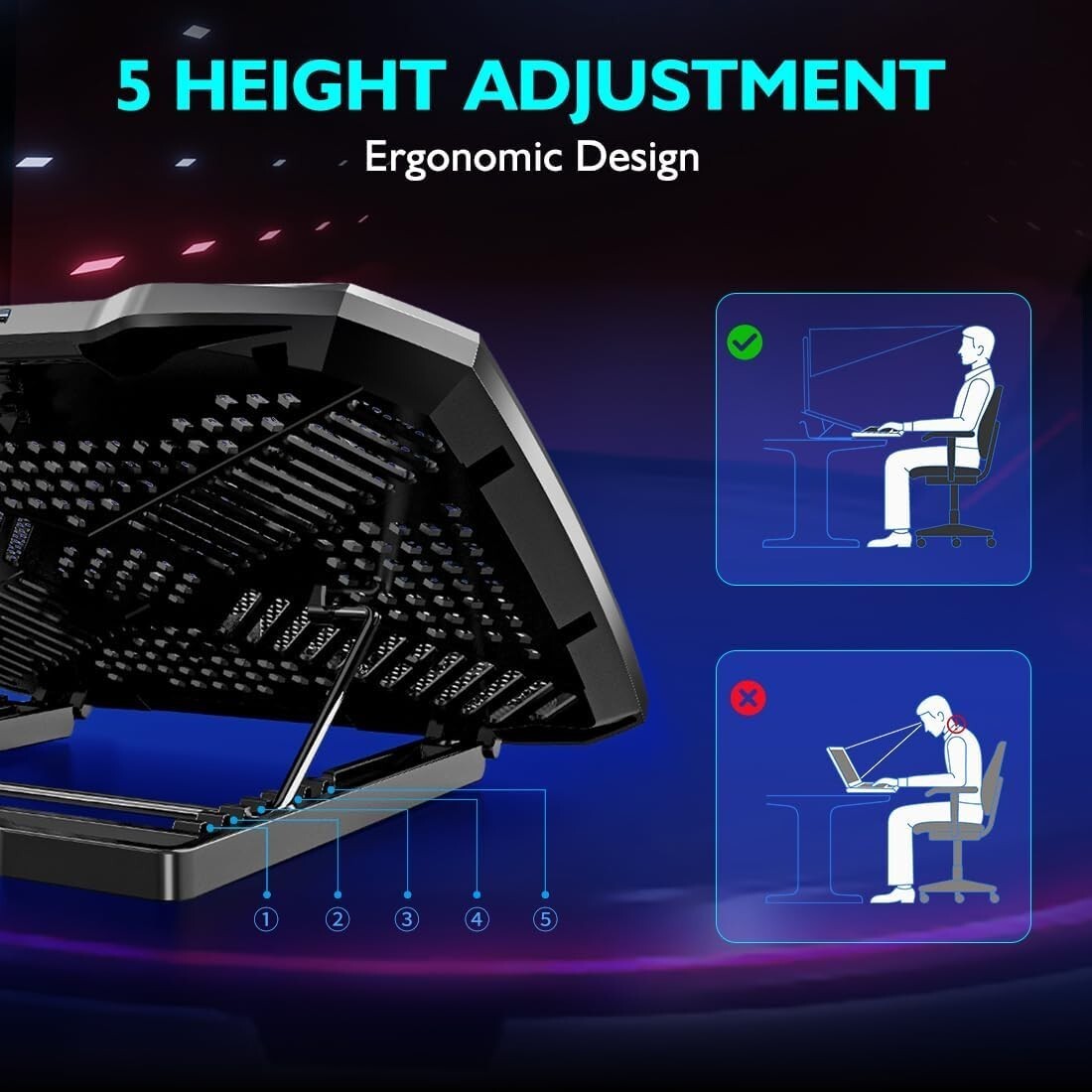 Laptop Cooling Pad Laptop Cooler Stand, Laptop Fan Cooling Pad for 12-15.6 In...