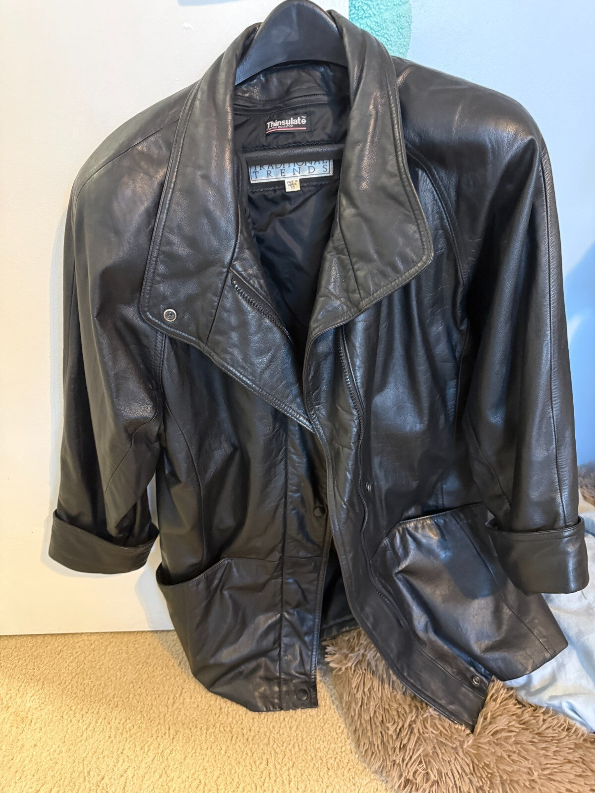 Vintage 90s Traditional Trends Black Leather JacketWomens XS