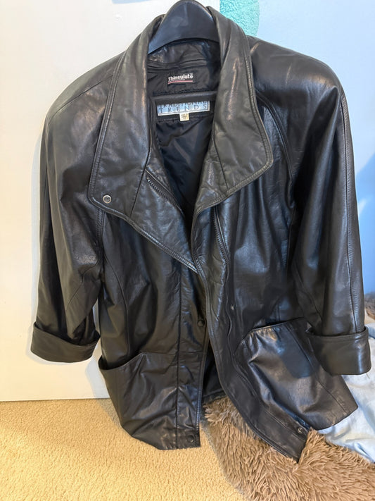 Vintage 90s Traditional Trends Black Leather JacketWomens XS