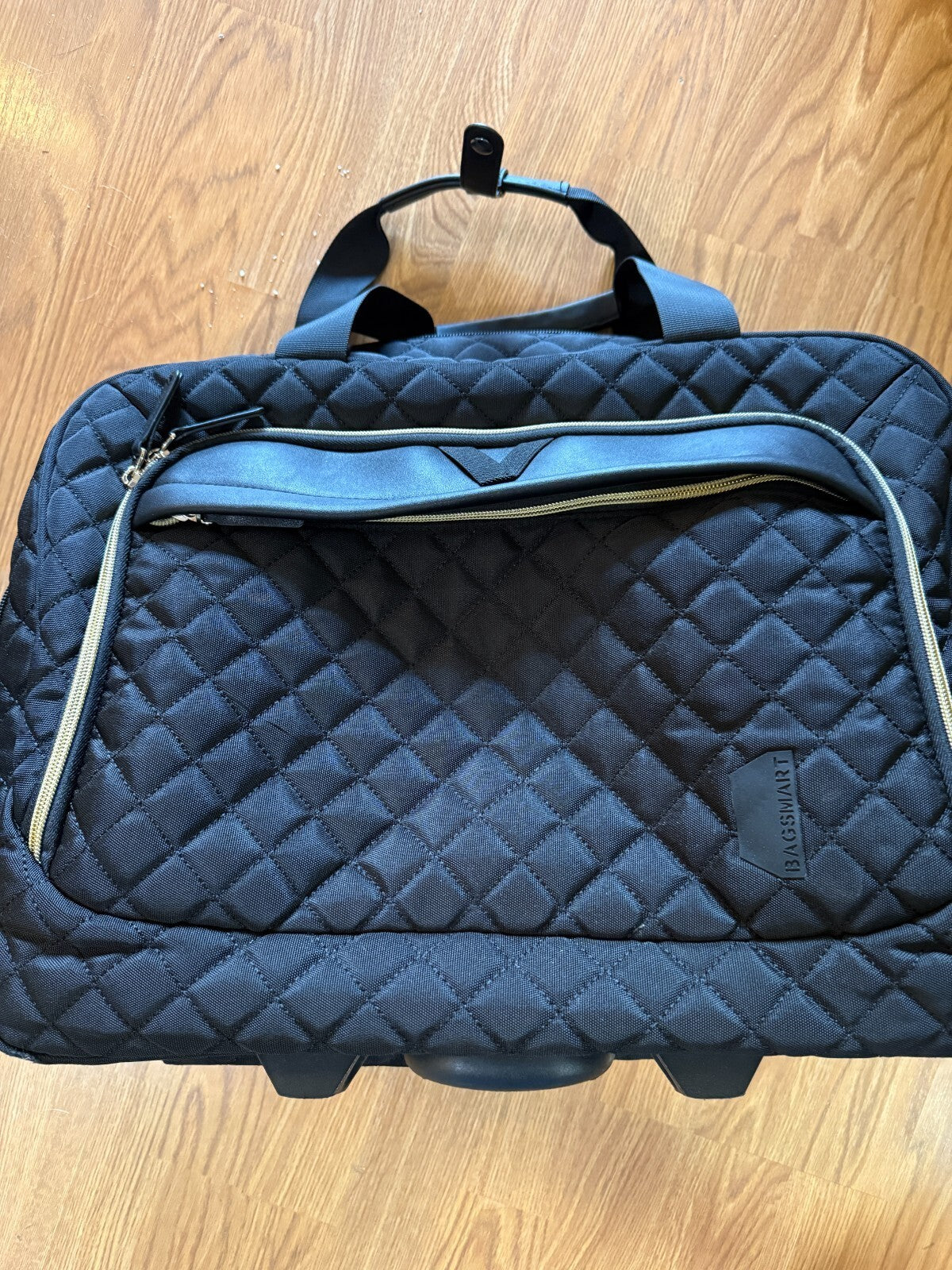 BAGSMART Rolling Laptop Bag 17.3" Quilted Black Wheeled Briefcase Travel Work