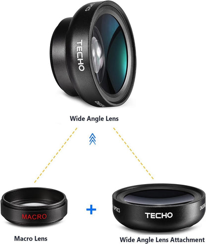 TECHO Universal Professional HD Camera Lens Kit for iPhone X / 8/8 Plus / 7 / 6s