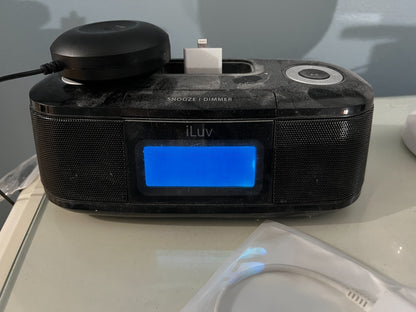 iLuv TimeShaker iPhone Dock Alarm Clock Speaker w/ Bed Shaker, Lightning Adapter