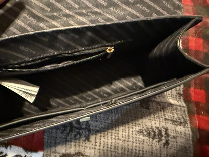 ALDO Black Saffiano Crossbody Bag Gold Chain Strap