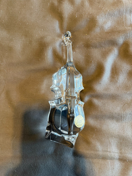Cristal d'Arques France 24% Lead Crystal Violin Cello Figurine Paperweight w/ La