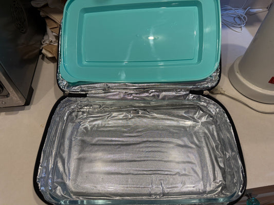 Cook's Tools Insulated Casserole Carrier Tote w/ 9x13 Glass Baking Dish Teal Lid