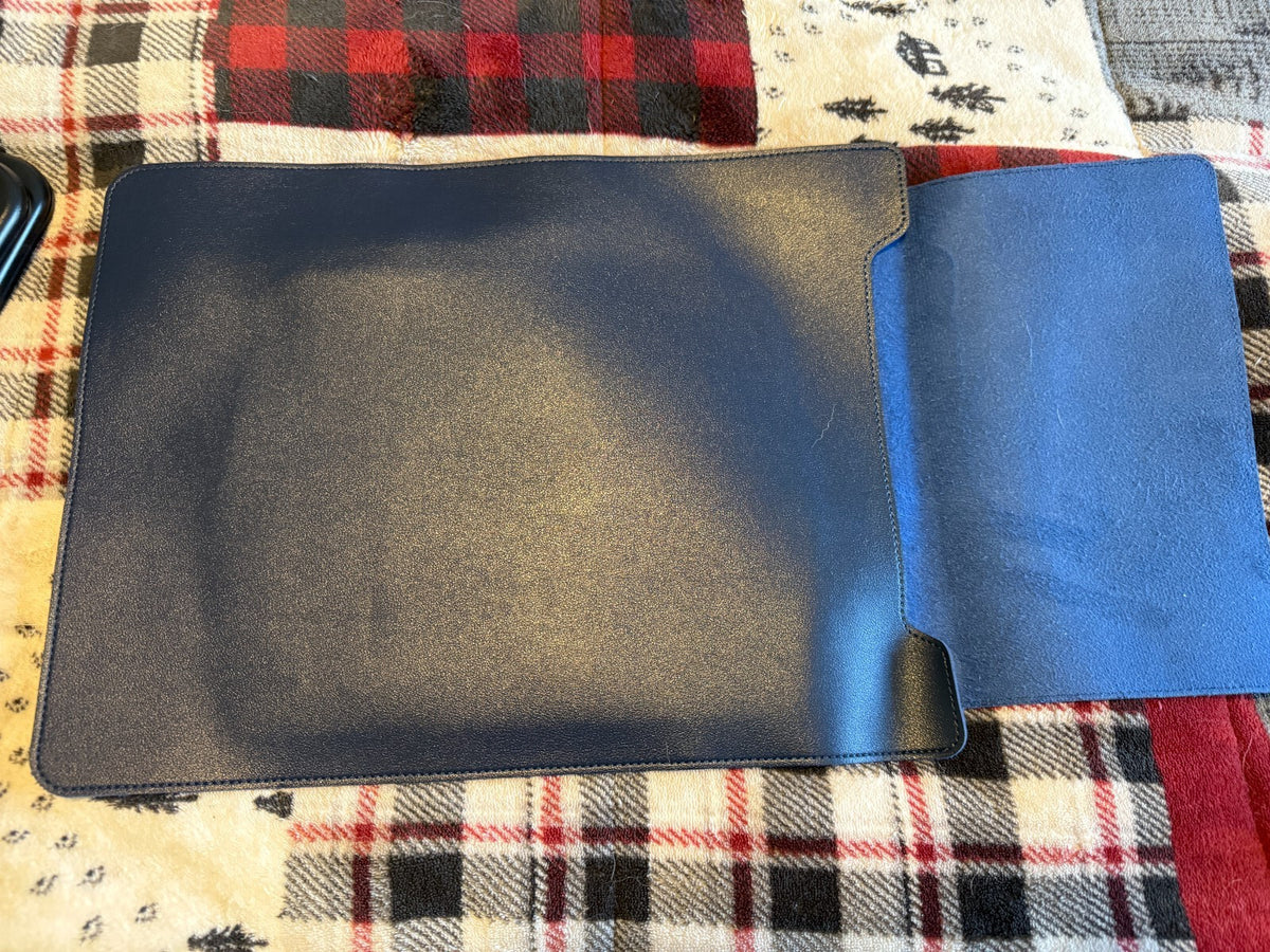 Laptop Sleeve Stand Navy Vegan Leather Folding Riser Lap Desk Fits [13/14/15] in