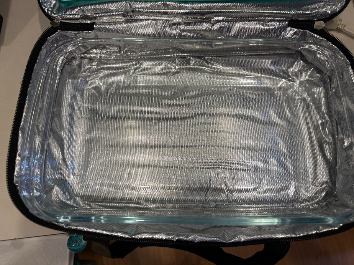 Cook's Tools Insulated Casserole Carrier Tote w/ 9x13 Glass Baking Dish Teal Lid