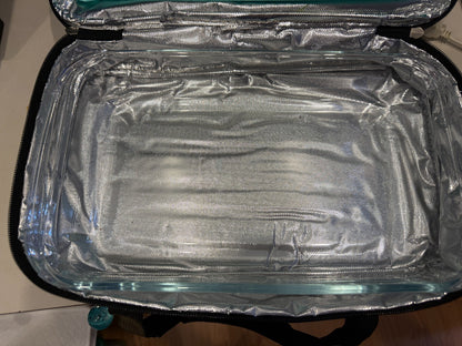Cook's Tools Insulated Casserole Carrier Tote w/ 9x13 Glass Baking Dish Teal Lid