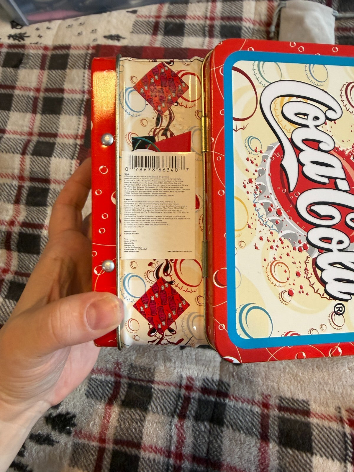 Coca-Cola Mini Tin Lunch Box 2000 Tin Box Company Bottle Cap Design Red Handle