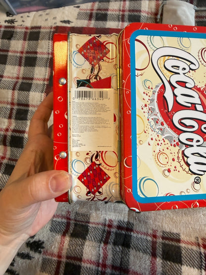Coca-Cola Mini Tin Lunch Box 2000 Tin Box Company Bottle Cap Design Red Handle