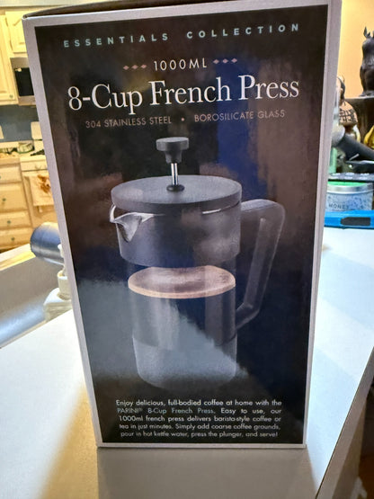 Parini Essentials 8-Cup 1000ml French Press Coffee Maker Black Matte Glass/SS