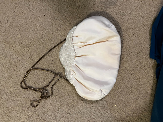 Vintage Ivory Satin  w/ Gold Snake Chain Bridal Formal