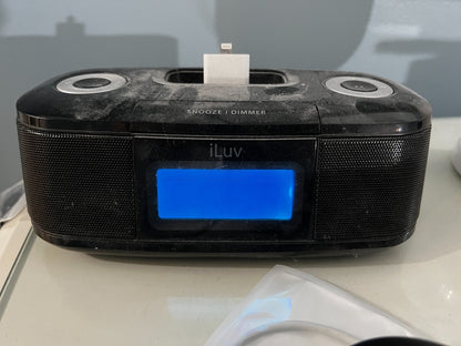 iLuv TimeShaker iPhone Dock Alarm Clock Speaker w/ Bed Shaker, Lightning Adapter