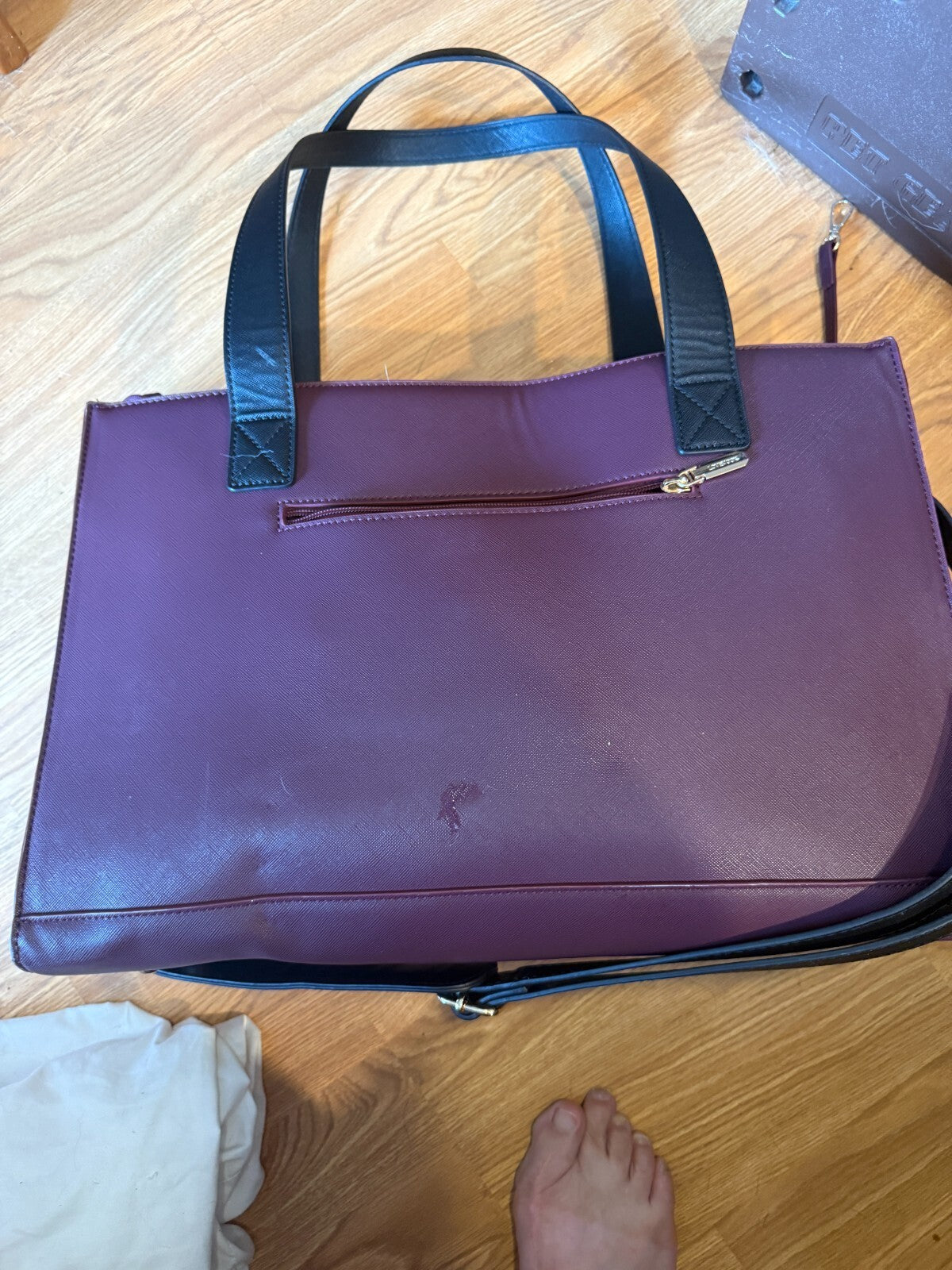 LOVEVOOK Women's Laptop Tote Bag 15.6" Purple Black Work Briefcase w/ Clutch
