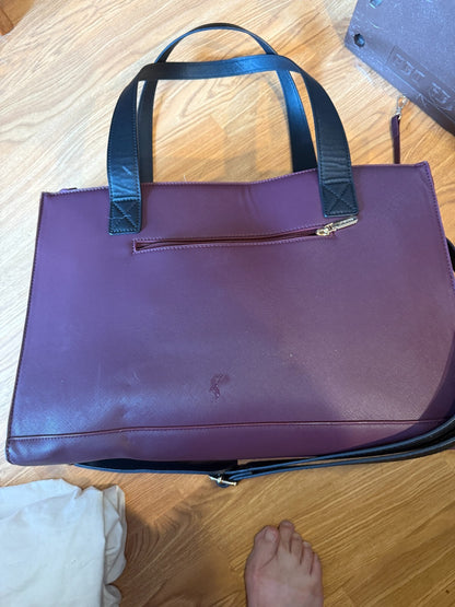 LOVEVOOK Women's Laptop Tote Bag 15.6" Purple Black Work Briefcase w/ Clutch
