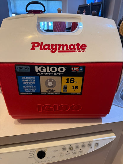 Igloo Playmate Elite 16 Qt Cooler Red White Swivel Lid 30 Can Made in USA NEW Un