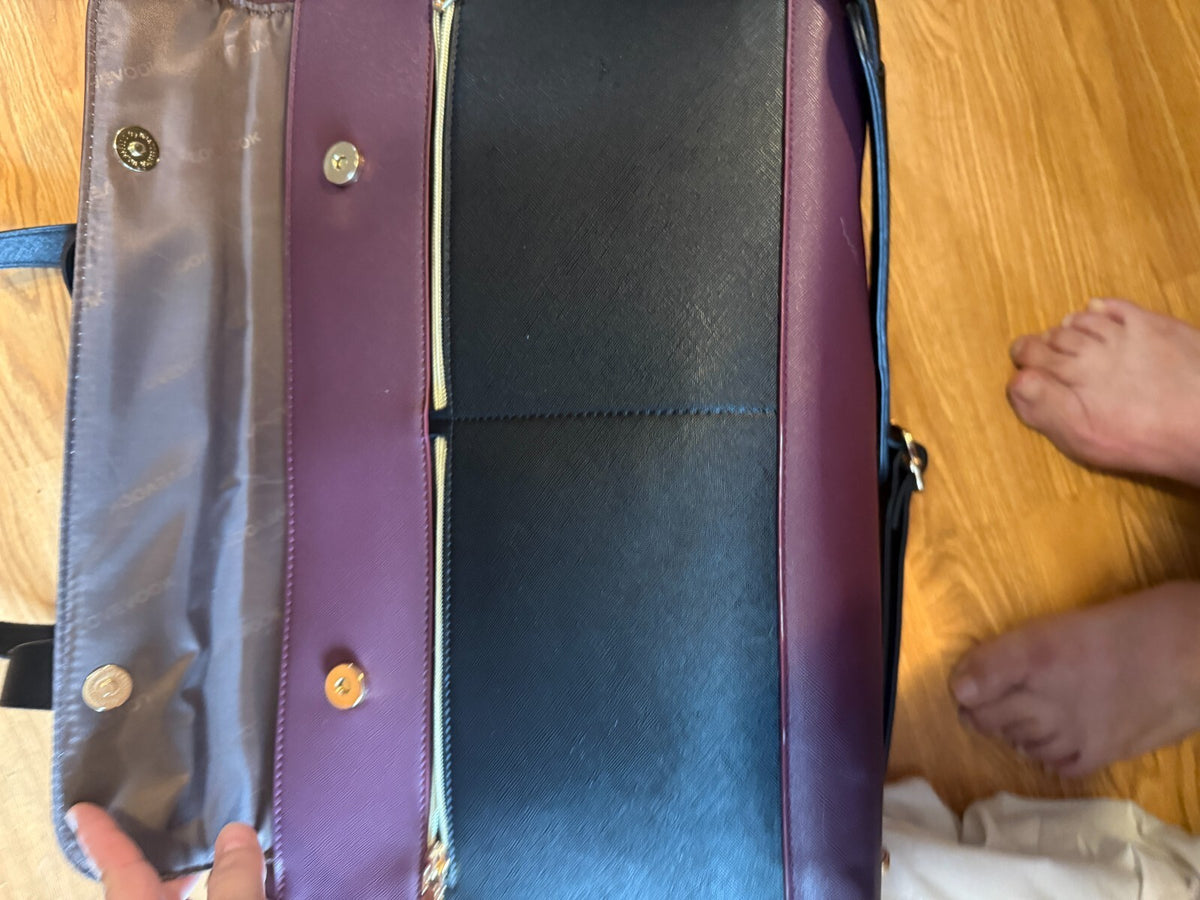 LOVEVOOK Women's Laptop Tote Bag 15.6" Purple Black Work Briefcase w/ Clutch