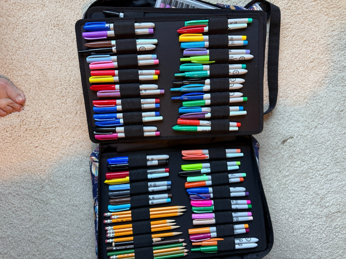 HUGE Art Supply Lot Sharpie Markers Paint Pens Gel Pens Sketchbooks +Pencil Case