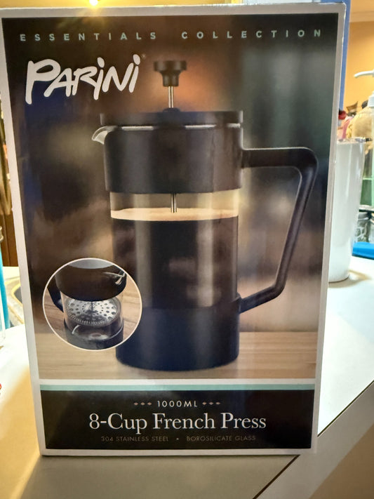 Parini Essentials 8-Cup 1000ml French Press Coffee Maker Black Matte Glass/SS